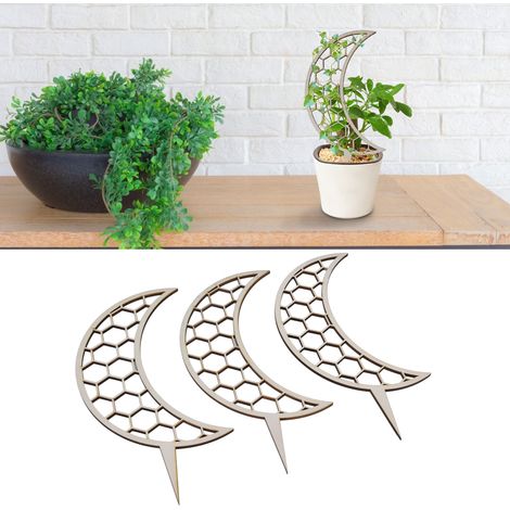 Treillis pour plantes de jardin, treillis géométrique en bois pour plantes grimpantes en pot, support décoratif pour balcon, support pour compositions florales, style lune (1/5)