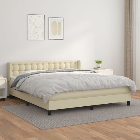 Boxspringbett mit Matratze Creme 180x200 cm Kunstleder (1/5)