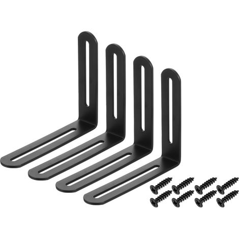4Pcs Équerre En L Ajustable Avec Fente 4.72 x 3.94 Pouce Noir (1/5)