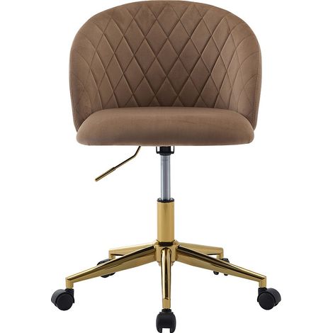 Chaise de bureau - Velours - Beige et doré - Hauteur réglable - PORIANI (1/4)