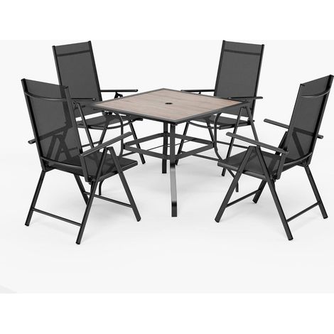 PHIVILLA 4+1 Gartenmöbel Sitzgruppe Tisch Stühle Aluminium 6X verstellbar 7-fach (1/5)