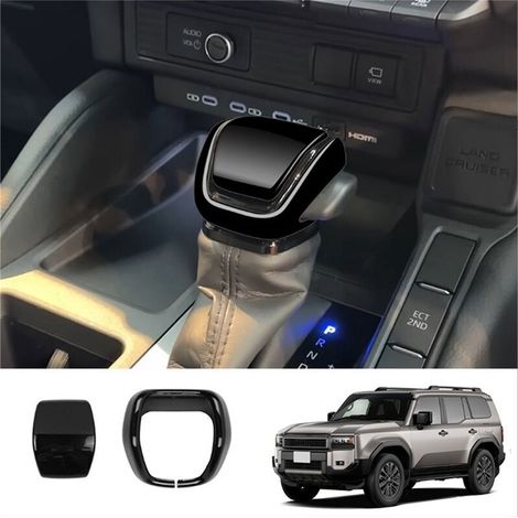 Quattro coperture decorative per il pomello del cambio, in nero lucido, adatte ai modelli Land Rover 250 con guida a destra dal 2023 in poi.