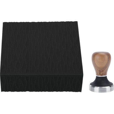 Silikon-Kaffeetampermatte, Edelstahltamper und 58-mm-Holztamper für die Küche (schwarz) (1/5)