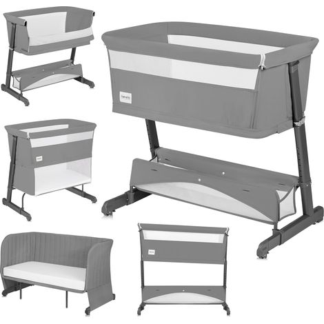 5 en 1 Lit Bébé sur Pied, Convertible jusqu'à 9 kg, pour Un Enfant Plus Âgé jusqu'à 30 kg, Parc Enfant Jusqu'à 15 kg, Canapé-Lit jusqu'à 100 kg Réglable en Hauteur, 2 Roues (1/5)