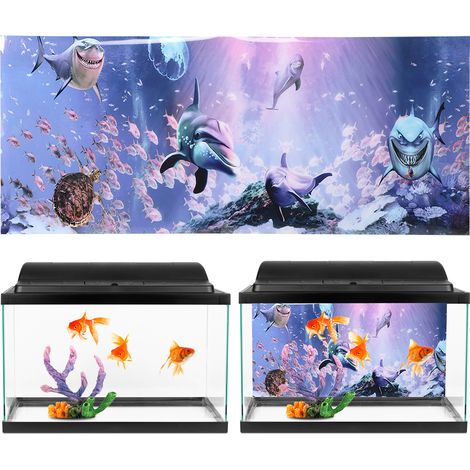 Poster décoratif de fond, peinture, autocollant en PVC, image de paysage pour aquarium, 61 x 30 cm (1/5)