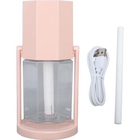 Humidificateur de bureau USB multifonctionnel, silencieux et lumineux, avec lumière d'ambiance colorée. Petit humidificateur portable pour voiture, maison, chambre ou bureau (rose). (1/5)