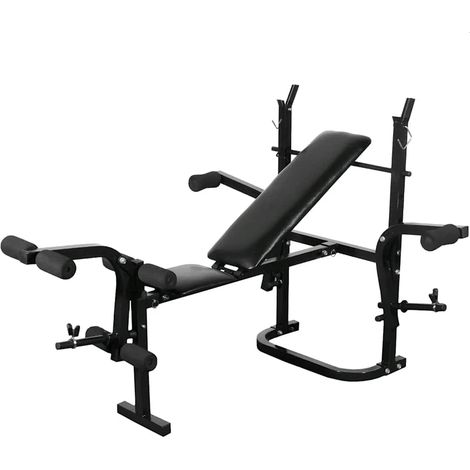 Banc de musculation pliable réglable en acier noir – 103 x 123 x 147 cm / 163 x 80 x 124 cm - PANGIVO (1/4)