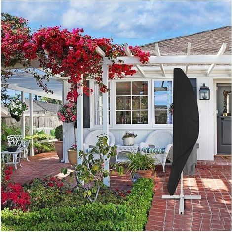 Housse de parasol noir 265x50x70x40CM Imperméable extérieur-- (1/5)