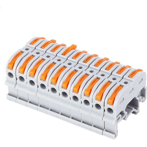 10 pièces PCT-211 Connecteur de fil de type rail 0,2-4 mm Bornier à connexion rapide (gris clair)-Crezuo
