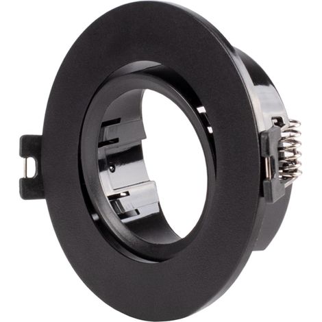 Barcelona Led – Collerette ronde orientable à encastrer pour ampoule GU10/MR16 – Ø 90 x 29 mm – Installation rapide avec ressorts – Polycarbonate noir (1/5)
