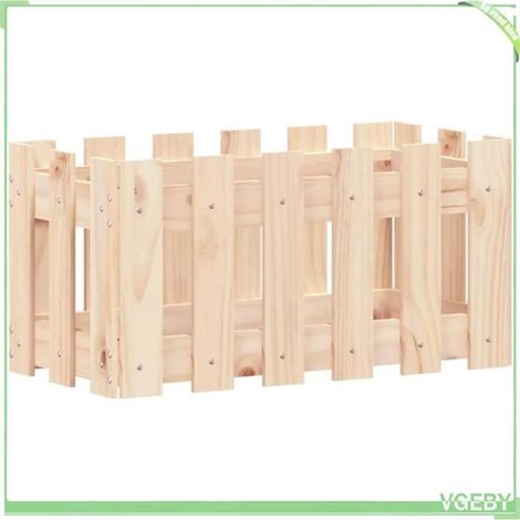 Jardinière - FAFEICY - design de clôture - pin massif - 60 x 30 x 30 cm - non traité (1/5)