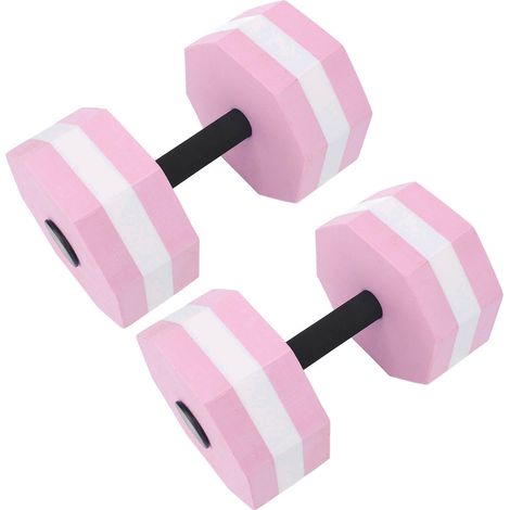 Ensemble de 2 haltères en mousse EVA haute densité pour exercices aquatiques, pour hommes et femmes, piscines intérieures, fitness aérobique, rééducation, forme diamant, rose et blanc. (1/5)