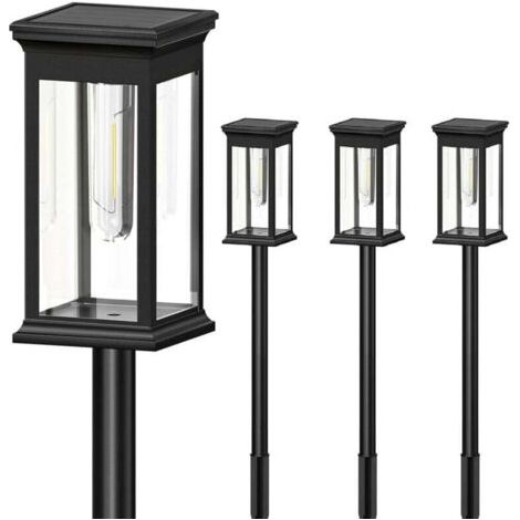 Solar-Gartenleuchten für den Außenbereich, 4er-Pack, automatische Ein-/Ausschaltfunktion, IP65 wasserdicht, warmweißes Solar-Gartenlicht für Rasen, Terrasse und Hof