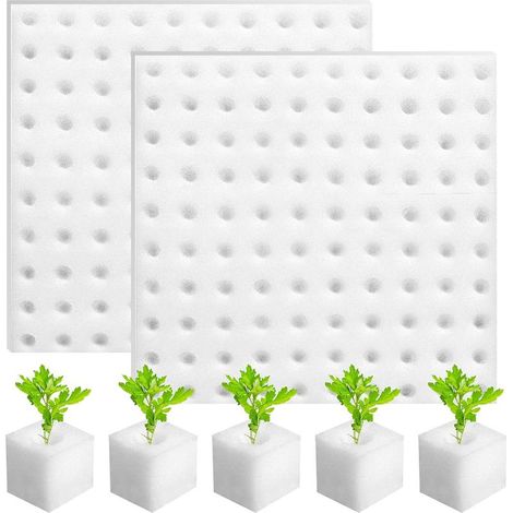 200 Pièces Éponges de Semis Carrées 25 X 25 X 25mm, Éponge pour Outils Jardinage Cubes en Mousse Hydroponiques Jardinage Cube Éponges pour Bouturage la Culture et la Transplantation de Semis(Blanc)
