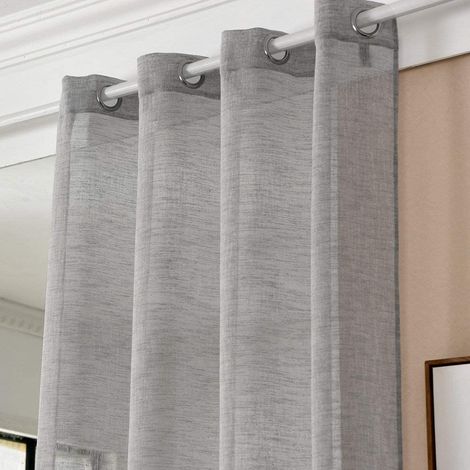 WOLTU 1 pièces Rideaux Semi-Transparents, Voilage à œillets, 140x245cm, Gris Foncé, VH5861dgr