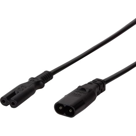 Rallonge LogiLink alimentation [1x prise mâle C8 - 1x prise femelle C7] 2.00 m noir (1/2)