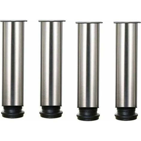 Lot de 4 pieds de meuble - Acier inoxydable - Réglables en hauteur de 25 cm - Idéal pour canapé, table, armoires (1/4)