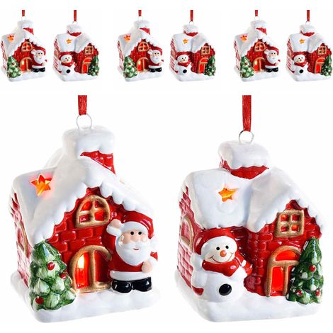 Casette Natalizie in Ceramica da Appendere per Casa, Albero, Regalo Set da 8 (1/3)