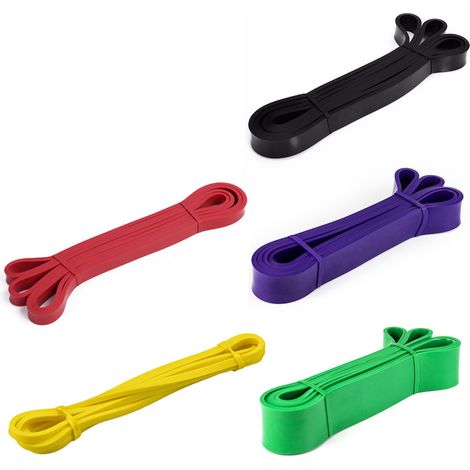 Kit de bandes de résistance portables et flexibles pour tractions, exercices d'étirement et de musculation. (1/5)