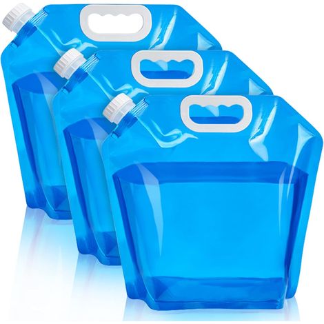 Lot de 3 contenants d'eau pliables, poche à eau pliable de 5 L, réservoir d'eau portable, réservoir d'eau pliable pour le camping, la randonnée, les pique-niques, etc.-AquaForge (1/5)