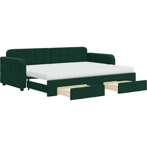 Maison Exclusive - Divano Letto Estraibile Cassetti Verde Scuro 80x200cm Velluto (1/5)