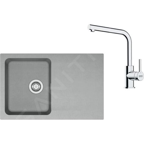 Franke - Set de cuisine T111Š, évier en tectonite OID 611-78 + robinet FN 3230.031, gris / chrome 143.0687.320 (1/4)
