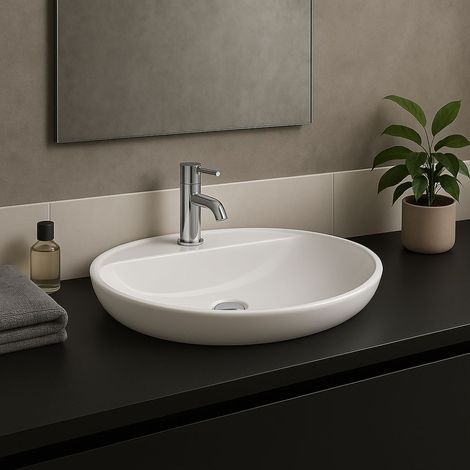 RAK Variant Oval Drop-In Wash Basin 500mm Wide 1 Tap Hole - Alpine White