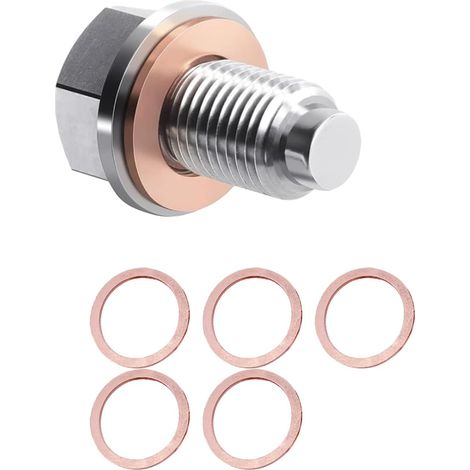 éCrou De Vidange Carter, Bouchon Vidange Huile M14x1.5 + 5 Joints Cuivre, Joint De Vidange, Stop Fuite Huile Moteur, Remplacement Vis Carter Compatible Voitures Motos Bateaux (1/5)