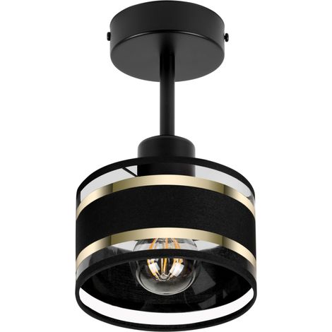 Plafoniera nera con paralume, in metallo industriale, 1xE27, illuminazione LED moderna per soggiorno, cucina, camera da letto, cameretta dei bambini, loft (1/5)