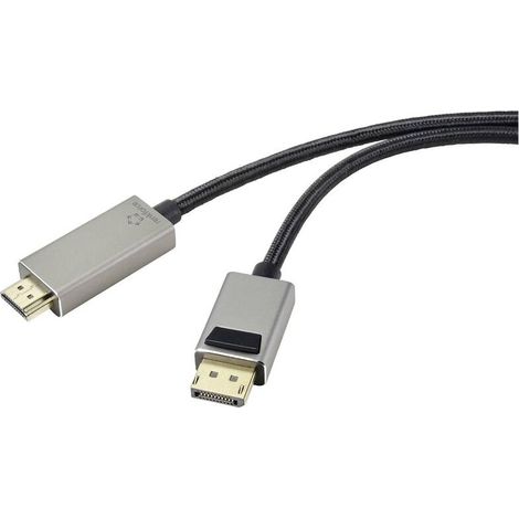 [NEUWERTIG] B-Ware Renkforce Verbindungskabel Kabel DisplayPort HDMI Stecker Monitor TV Schwarz 2m (1/2)