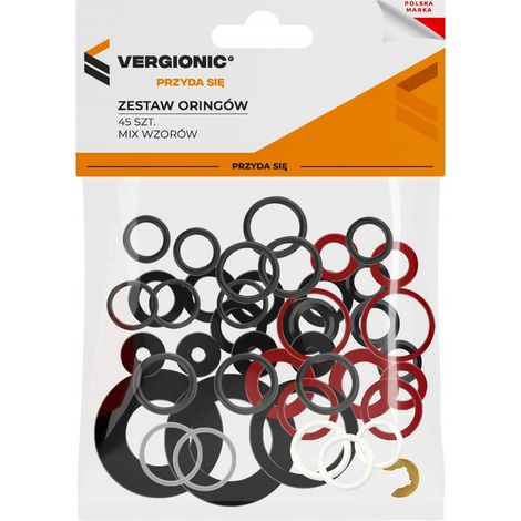 Set di O-ring VERGIONIC, 45 pezzi, guarnizioni in gomma, plastica e metallo.