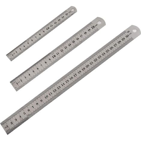 3pcs Règle en Acier Inoxydable 15cm 20cm 30cm avec Double Face,Règle Comprenant Système Métrique et Impérial Pour Dessiner des Mesures GROOFOO (1/5)