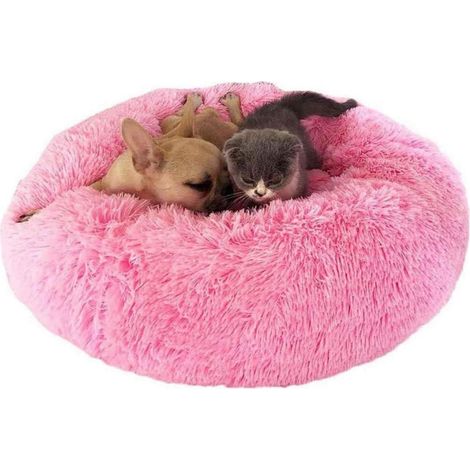 Hundebett Donut Cuddler, Flauschiges Haustierbett für Hunde & Katzen, Rosa, 100cm