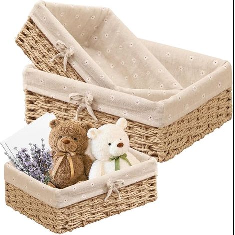 corbeilles à pain tressées avec insert en coton - Corbeille de rangement tressée Style scandinave Pour pain, pâtisseries et articles ménagers (beige) (1/5)
