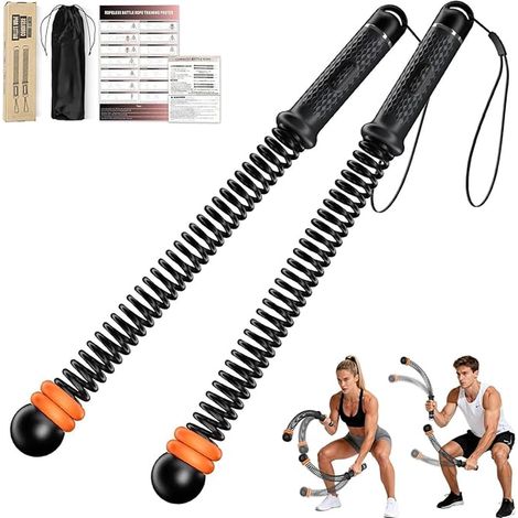 Corde de combat sans corde, cordes d'entraînement lestées avec sac de transport et instructions d'exercice, cordes de combat sans corde pour HIIT, entraînement complet du corps, force endurance (1/5)