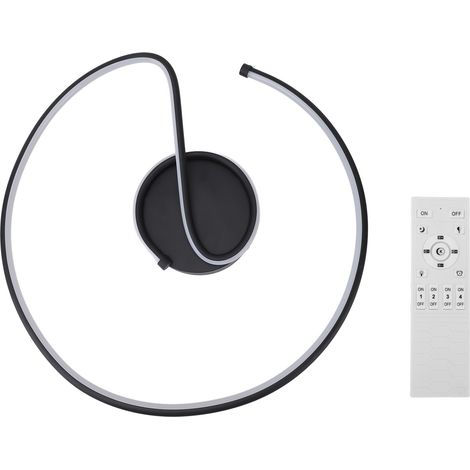 Ortviai Plafonnier LED moderne spirale 50 cm, dimmable sans étape, 3 températures de couleur (blanc chaud/neutre/froid), noir (1/5)