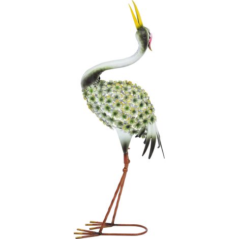 71 cm große grüne Reiher-Gartenfigur aus Metall für Hof, Teich, Terrasse