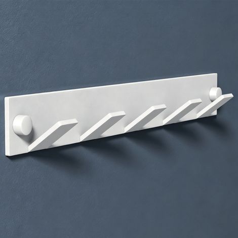 doporro Garderobenhaken mit 5 Haken, Kleiderhaken Wand aus Edelstahl, Hakenleiste Garderobe für Schlafzimmer, Bad & Küche, Garderobenleiste für Jacken, Mäntel & Handtücher,Matt Weiß, Stalo-03 (1/5)