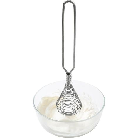 Batteur d'oeufs manuel batteur d'oeufs à vis à ressort manuel batteur d'oeufs en acier inoxydable pour le lait et la crème (1/5)