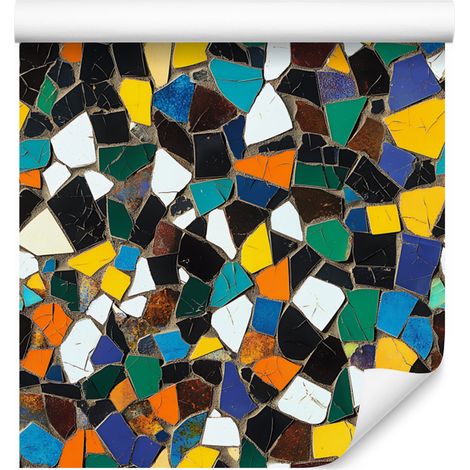 Papier peint mosaïque coloré marron et jaune pour salon et chambre 50x1000 cm (1/5)