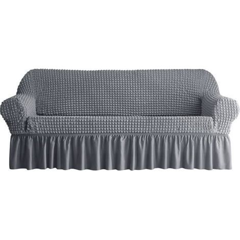 (Grau) Homeins 3-Sitzer Stretch-Sofabezug mit Armlehnen - Grau (1/4)