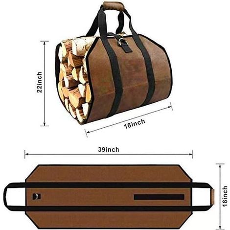 Toile Vedkorg Väska, Extra Stor, Hållbar, Perfekt För Kaminer, Vedspisar, Stockar, Camping, Landskapsarkitektur (1er, Grå)