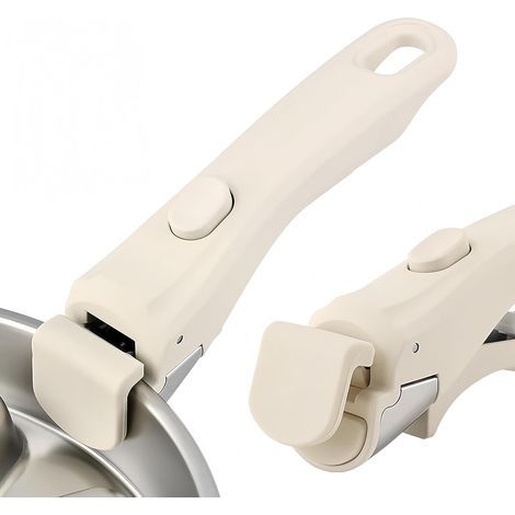 Manico universale rimovibile per pentole e padelle, manico ergonomico e antiscottatura staccabile, supporta 10 kg, resistente al calore (250 °C), manico antiscivolo per cucina e campeggio (bianco) (1/5)