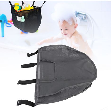Netz-Organizer für Badespielzeug mit Reißverschluss und 4 Klebehaken (56 x 37 cm) – Große, wandmontierte Aufbewahrungstasche, Grau (1/5)