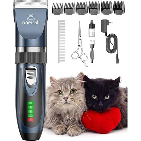 Cat Clippers for Long Hair Knots and Tangled Hair (Blue) Grooming Kit, Cordless Quiet Hair Clipper for Dogs Cats LCD Display, Guides (3-18mm) (1/5)