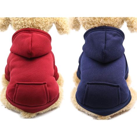 2-Piece Winter Dog Hoodie Set, Warm Fleece Pullover for Small Dogs with Pocket, Cotton Dog Coat, Puppy Costume (S) (1/5)