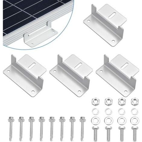 4 Pièces Support Montage Panneau Solaire en Z Fixation Panneau Solaire en Alliage d'Aluminium Z Support de Montage de Kits avec Écrous et Boulons pour Toit de Camping Car, Bateau, Cabine (1/5)