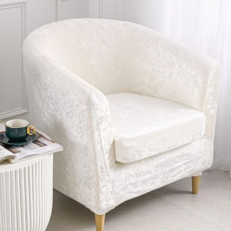 Set of 2 stretch velvet armchair covers with removable cushion cover for sofa, club, bar, counter, living room (White) (1/5)