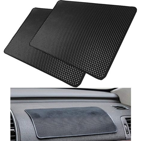 Lot de 2 plateaux antidérapants pour tableau de bord de voiture, coussinets adhésifs pour téléphone portable, lunettes de soleil, clés, etc. (1/5)
