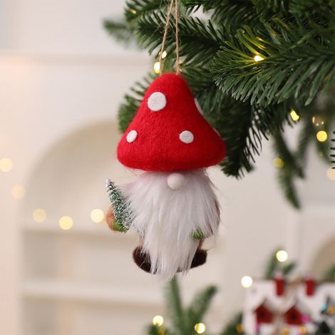 Nain De Noël - Décoration En Laine Pour Arbre De Noël - Pendentif Suspendu Sans Visage - Rouge - 1 Pièce (1/5)